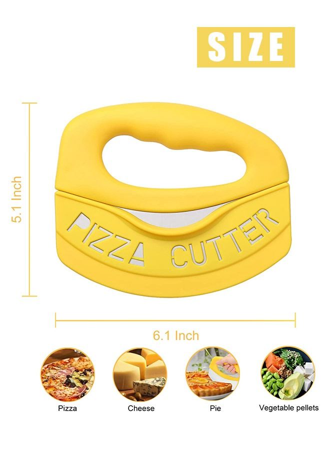 Multi Purpose Pizza Cutter Slicer, PP Handle Hollow Out Cover and Stainless Steel Ring Knife, Dishwasher Safe Kitchen Cooking Tool (Yellow)  - Image 2