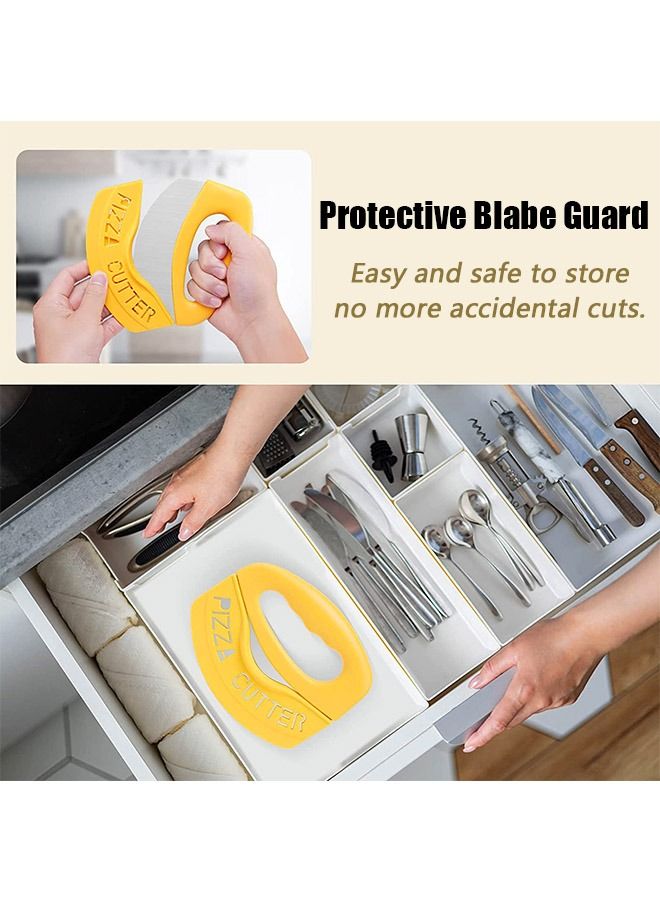 Multi Purpose Pizza Cutter Slicer, PP Handle Hollow Out Cover and Stainless Steel Ring Knife, Dishwasher Safe Kitchen Cooking Tool (Yellow)  - Image 5