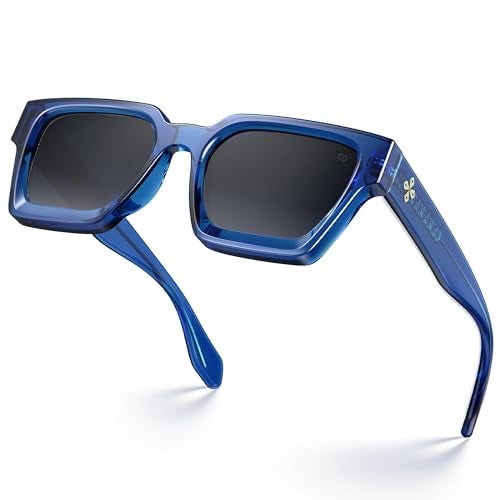VISOONE Vintage Square Sunglasses for Women Men Reinforced Wire Core Temples Trendy Y2K Rectangle Shades with Gradient UV400 Lens RIVER - Image 1
