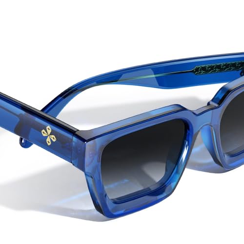 VISOONE Vintage Square Sunglasses for Women Men Reinforced Wire Core Temples Trendy Y2K Rectangle Shades with Gradient UV400 Lens RIVER - Image 4