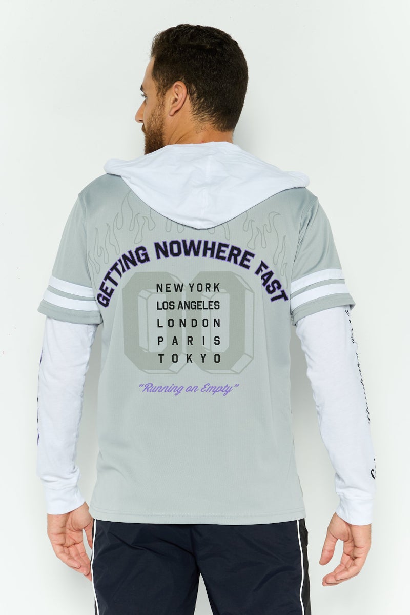 Rue 21 هودي رجالي مزود بأزرار بطبقات، رمادي - Image 3