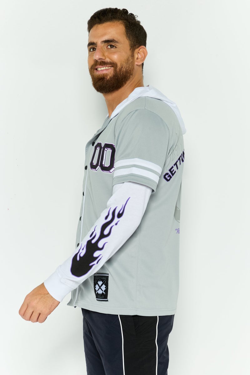 Rue 21 هودي رجالي مزود بأزرار بطبقات، رمادي - Image 2