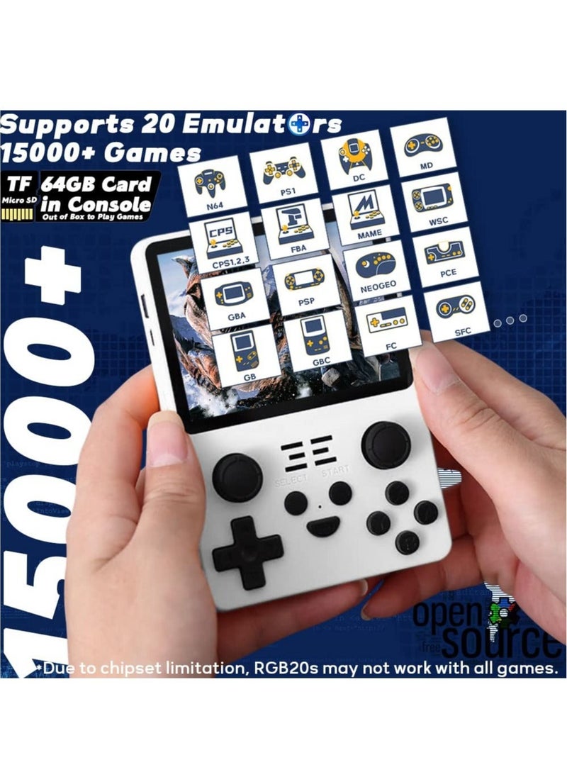 Powkiddy - RGB20S Handheld Game Console with Retro Open Source System, Preloaded 15000+ Games, RK3326 3.5-Inch 4:3 IPS Screen for Children's Gifts (White) - Image 1