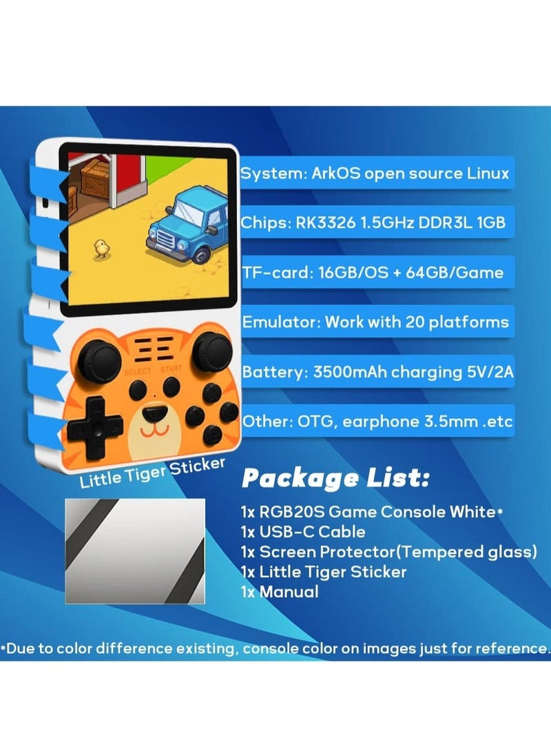 Powkiddy - RGB20S Handheld Game Console with Retro Open Source System, Preloaded 15000+ Games, RK3326 3.5-Inch 4:3 IPS Screen for Children's Gifts (White) - Image 1