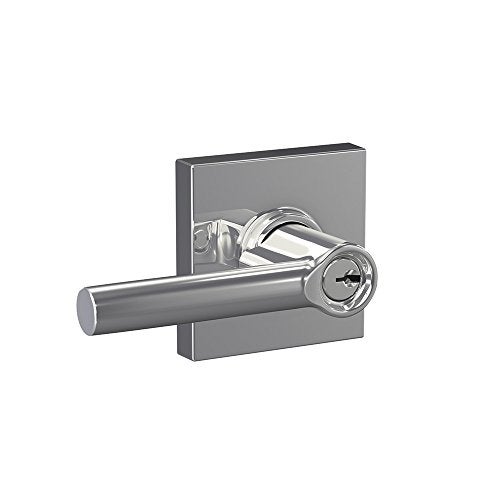 SCHLAGE F51A BRW 625 COL Broadway Lever with Collins Trim Keyed Entry Lock Bright Chrome - Image 1