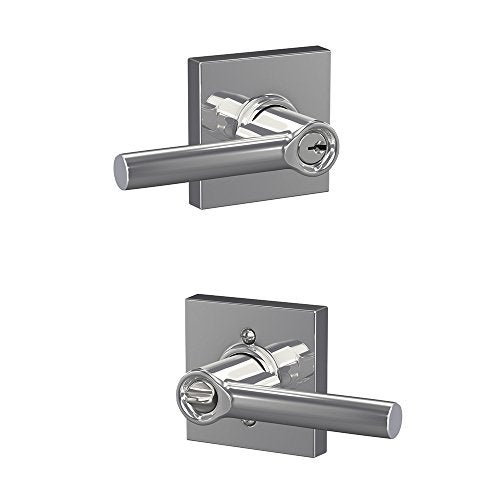 SCHLAGE F51A BRW 625 COL Broadway Lever with Collins Trim Keyed Entry Lock Bright Chrome - Image 3