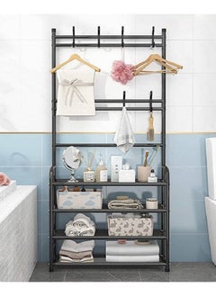 AGD Four Shelves Professional Multifunctional Clothes And Shoes Stand With Hooks Clothes Hanger For Bedroom Entryway Bathroom 80*26*153cm  - Image 2