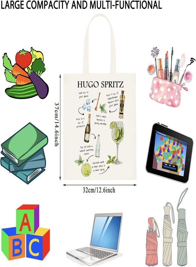 WCGXKO Hugo Spritz Tote Bag - Gift for Cocktail Lovers - Beige - 14.6"L x 12.6"W 0.3"H - Image 2