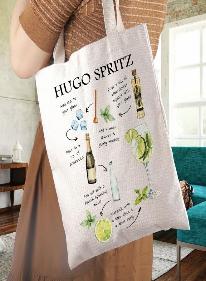 WCGXKO Hugo Spritz Tote Bag - Gift for Cocktail Lovers - Beige - 14.6"L x 12.6"W 0.3"H - Image 3