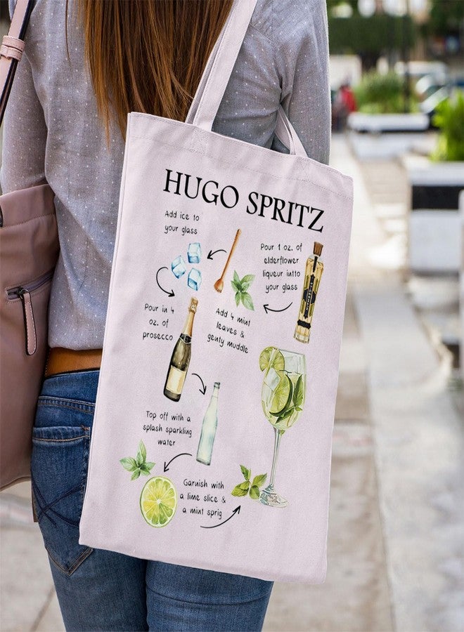 WCGXKO Hugo Spritz Tote Bag - Gift for Cocktail Lovers - Beige - 14.6"L x 12.6"W 0.3"H - Image 5