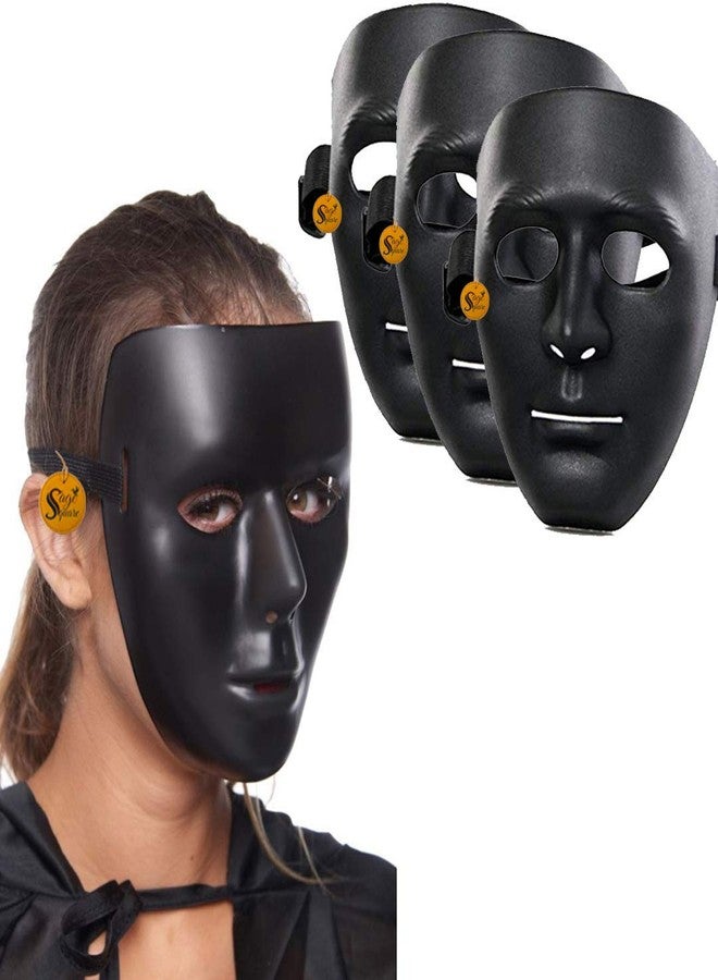 Sage Square Stoneman Vendetta Comic FACE MASK Fawkes Mask Anonymous VIP Edition Face-Mask Perfect Fit Cosplay V for Vendetta (Black) (Pack of 3) - Image 1