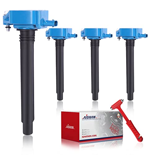 AISHAN Set of 4 Ignition Coil Pack Blue Compatible with Chrysler 200 Dodge Dart Fiat 500X Jeep Renegade Cherokee Ram ProMaster Replace UF751 UF754 68242286AA 68080580AB 0221504050 - Image 1