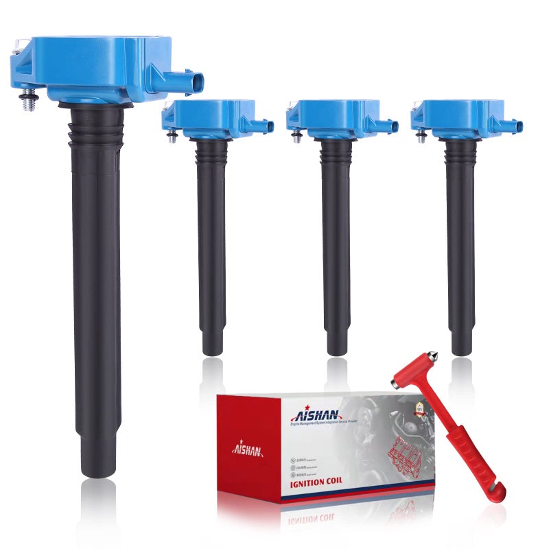 AISHAN Set of 4 Ignition Coil Pack Blue Compatible with Chrysler 200 Dodge Dart Fiat 500X Jeep Renegade Cherokee Ram ProMaster Replace UF751 UF754 68242286AA 68080580AB 0221504050 - Image 2