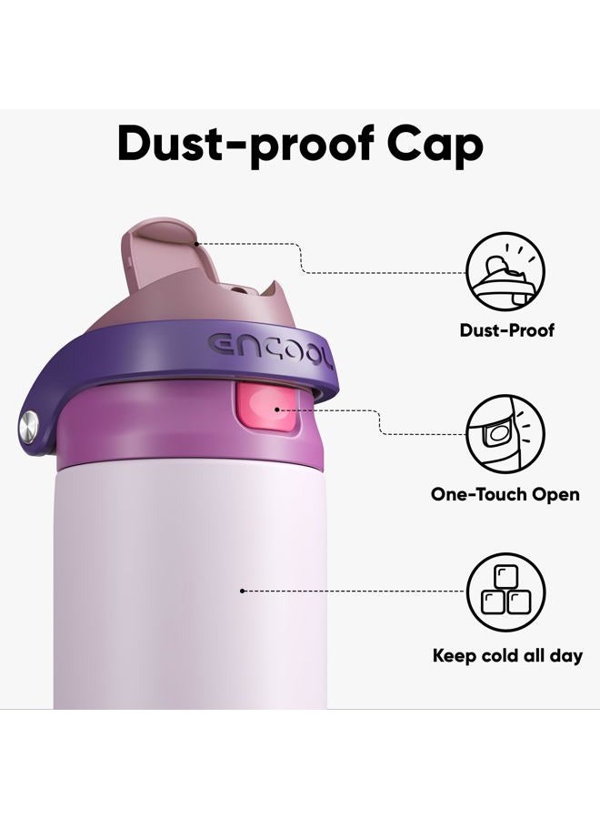 ENCOOL Leakproof Insulated Water Bottle with Straw Dual-Sip Water Bottle Bag-Safe Design for Work, Commute & Gym – Keeps Drinks Cold All Day, 32 oz, Purple Cabbage - Image 2