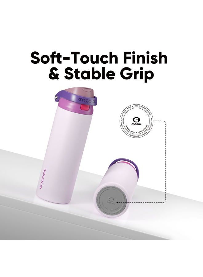 ENCOOL Leakproof Insulated Water Bottle with Straw Dual-Sip Water Bottle Bag-Safe Design for Work, Commute & Gym – Keeps Drinks Cold All Day, 32 oz, Purple Cabbage - Image 5