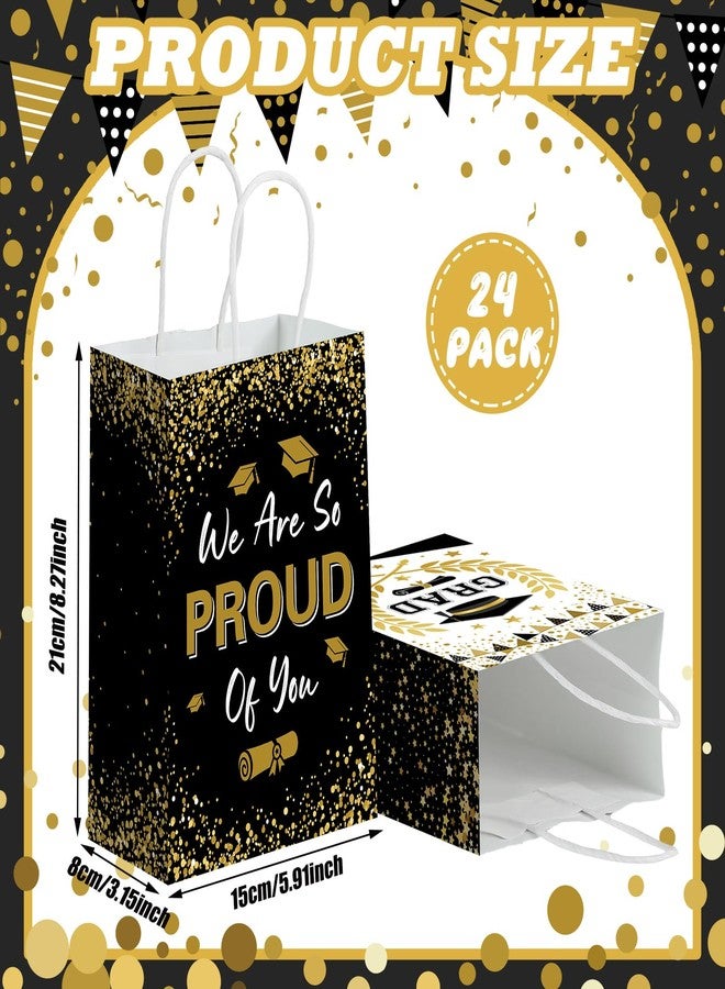 Zhanmai 24 Pcs 2026 Graduation Party Favors Bags Paper Graduation Goodie Bag Black and Gold Congratation GRAD Candy Treat Bag with Handles for High School College Graduation Party Decoration Supplies - Image 2