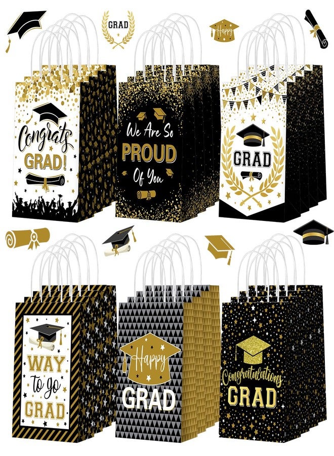 Zhanmai 24 Pcs 2026 Graduation Party Favors Bags Paper Graduation Goodie Bag Black and Gold Congratation GRAD Candy Treat Bag with Handles for High School College Graduation Party Decoration Supplies - Image 1