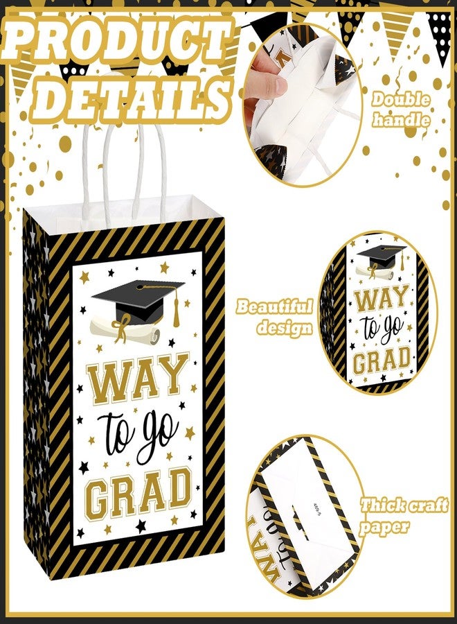 Zhanmai 24 Pcs 2026 Graduation Party Favors Bags Paper Graduation Goodie Bag Black and Gold Congratation GRAD Candy Treat Bag with Handles for High School College Graduation Party Decoration Supplies - Image 5