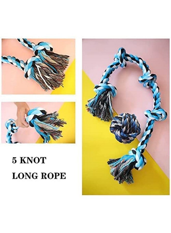 ألعاب مضغ قوية، حبل قطني غير قابل للتدمير مكون من 5 عقد + كرة حبل قطني لتنظيف الأسنان (قد يختلف اللون) - Image 4