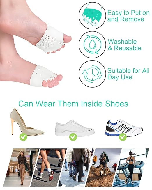 PGRODE Metatarsal Pads Toe Separators for Bunion CorrectionSoft and Breathable Hammer Toe Corrector Toe Spacers for Women Men Feet Relief 3 Pairs