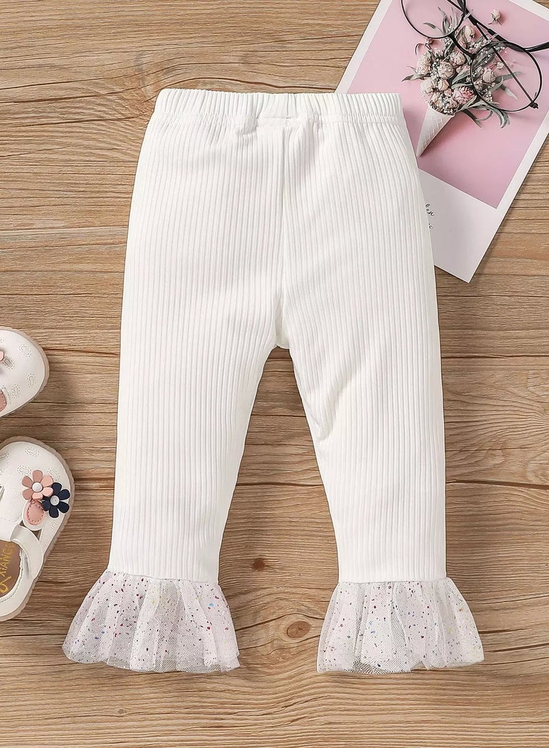Baby Contrast Mesh Hem Flare Leg Pants  - Image 1