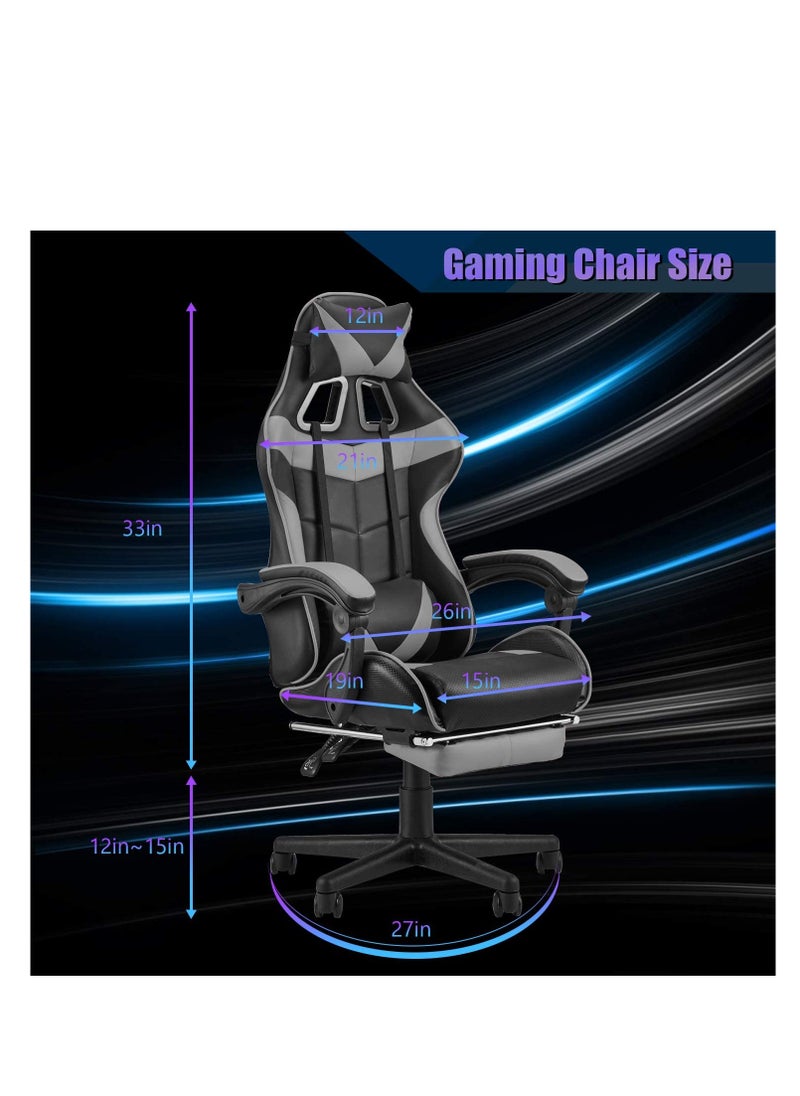 Gaming Chair Ergonomic Office Chair Computer Chair with 3D Armrest PU Leather PC Chair with Footrest