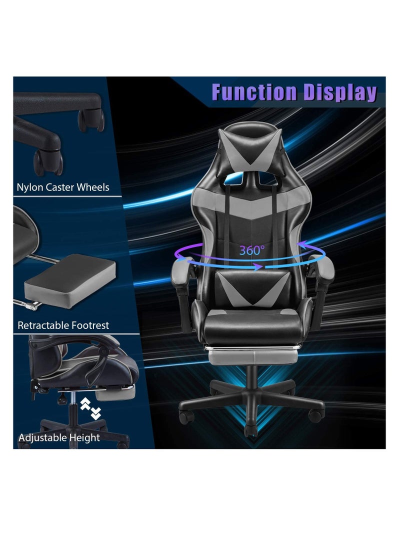 Gaming Chair Ergonomic Office Chair Computer Chair with 3D Armrest PU Leather PC Chair with Footrest