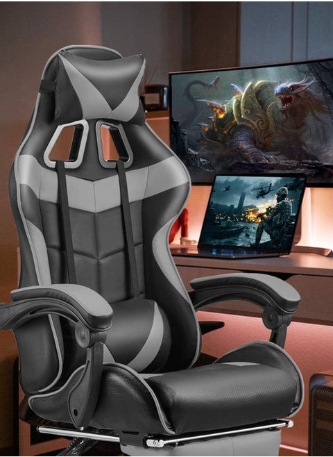 Gaming Chair Ergonomic Office Chair Computer Chair with 3D Armrest PU Leather PC Chair with Footrest