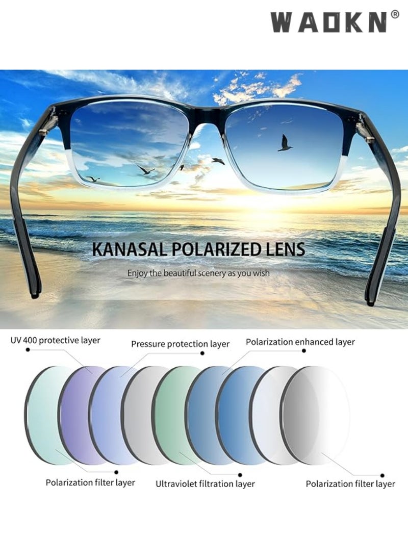 WAOKN Polarized Sunglasses for Men Women, Classic Square Sports Sun Glasses Driving, Fashion Shades for Womens Outdoor 100% UV400 Protection，Driving, Fishing, Traveling,Outdoor Travel Driving Daily Use Etc  - Image 4