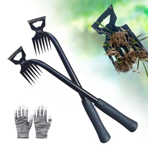 utosday Weed Puller Tool2Pcs Gardening Hand Weeder Tools 2026 New Weeding Artifact Uprooting Weeding Tool Manganese Steel Weed Removal TooL 6 Teethes Dual Purpose Manual Weed Pulling Tool for Yard Gardenl - Image 1