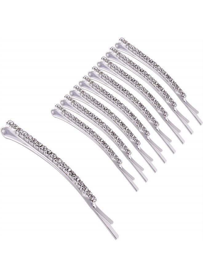 TecUnite 16 Pieces Rhinestone Bobby Pin Metal Hair Clips Clear Crystal Hair Pin Decorations for Lady Women Girls (White) - Image 1