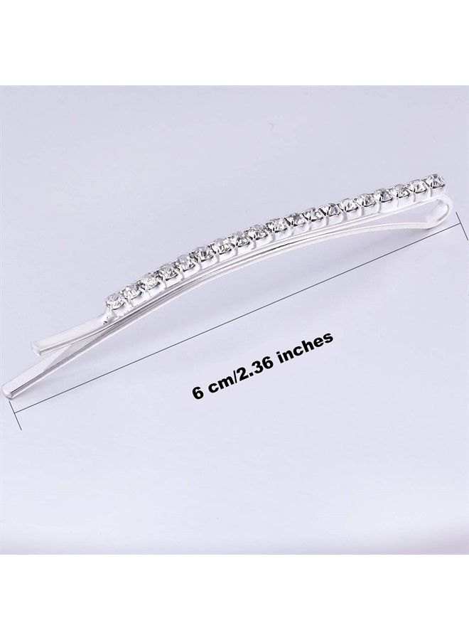 TecUnite 16 Pieces Rhinestone Bobby Pin Metal Hair Clips Clear Crystal Hair Pin Decorations for Lady Women Girls (White) - Image 4