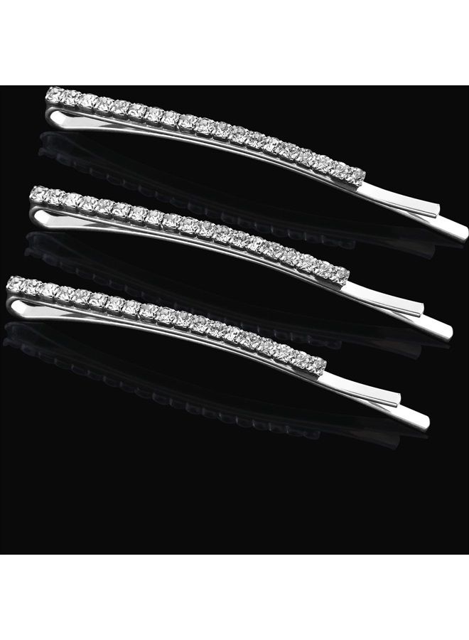 TecUnite 16 Pieces Rhinestone Bobby Pin Metal Hair Clips Clear Crystal Hair Pin Decorations for Lady Women Girls (White) - Image 2