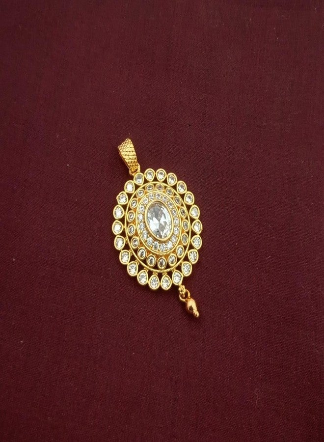 RETA Traditional White Stone Pendant | Gold-Plated Oval CZ Pendant for Women (white) - Image 2