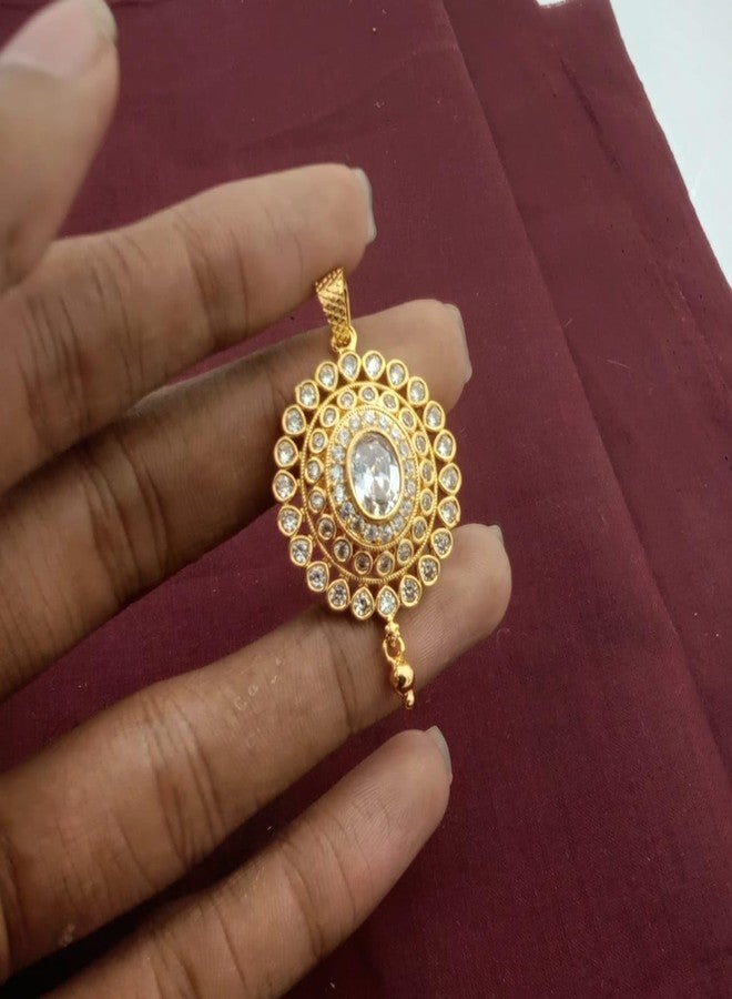 RETA Traditional White Stone Pendant | Gold-Plated Oval CZ Pendant for Women (white) - Image 4