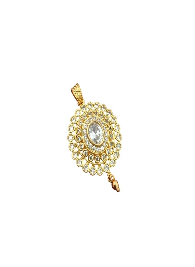 RETA Traditional White Stone Pendant | Gold-Plated Oval CZ Pendant for Women (white) - Image 1