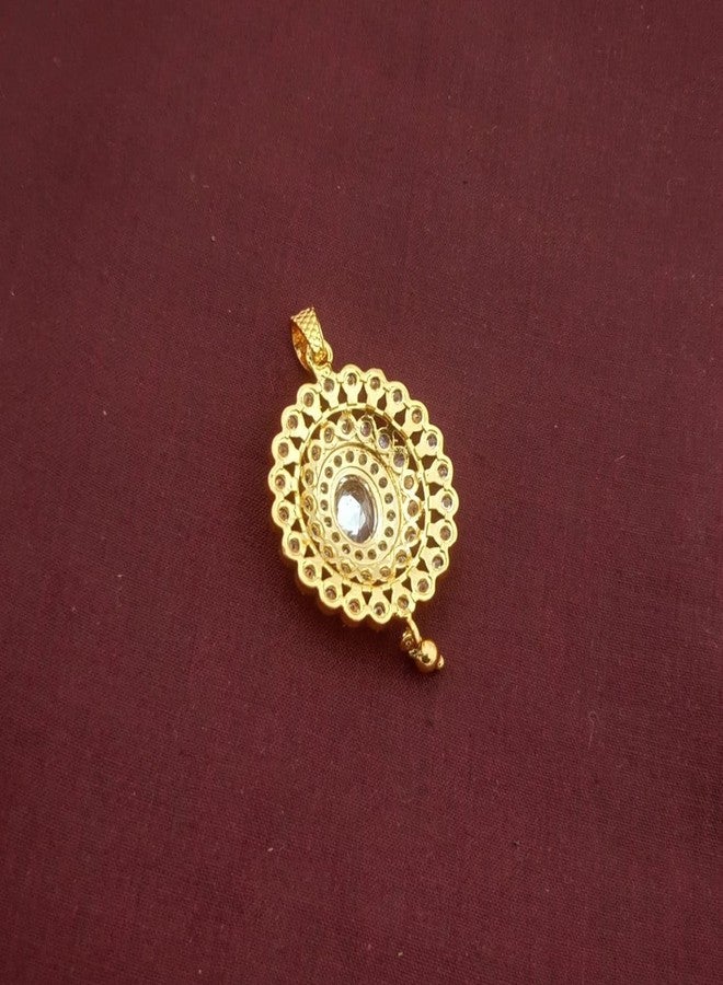 RETA Traditional White Stone Pendant | Gold-Plated Oval CZ Pendant for Women (white) - Image 3