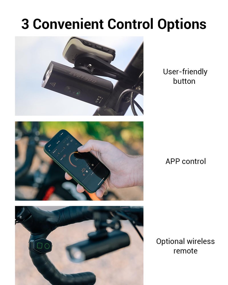 Magicshine أضواء دراجة ماجيكشاين EVO 1300 مثبتة رأسًا على عقب 1300 لومن مصابيح أمامية للدراجات مع تحكم عن بُعد، نوع-C ومضادة للماء لمصباح أمامي للدراجة لركوب الليل - Image 5