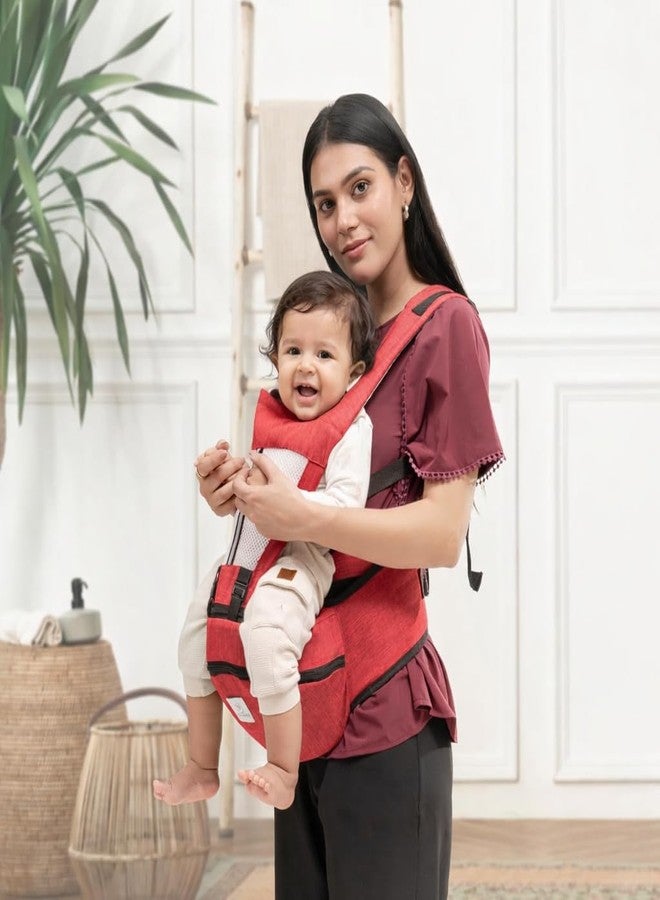 Tinyberg | Baby Carrier for 0 to 3 Year Baby | Baby Carrier for Newborn | Baby Carrying Bag | 4-in-1 Hip Seat, Adjustable Straps, Soft Thigh Padding, Large Storage & Phone Pocket | Baby Carry Bag | Kangaroo Bag | Up to-15 Kg - Sunset Red - Image 1