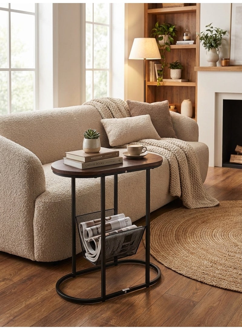 Living Wooden Side Table with Metal Mesh | Modern Coffee and Service Table | Elegant Home Decor and Living Room Furniture - Image 3