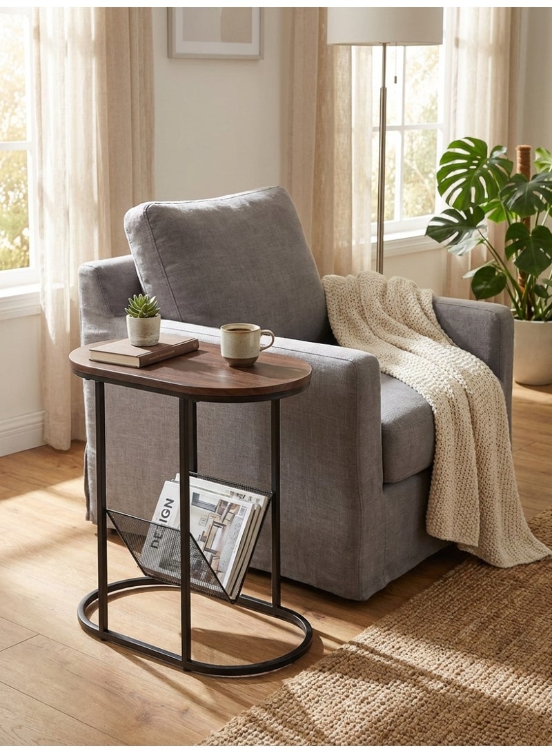 Living Wooden Side Table with Metal Mesh | Modern Coffee and Service Table | Elegant Home Decor and Living Room Furniture - Image 4