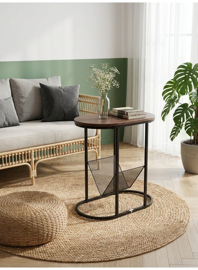 Living Wooden Side Table with Metal Mesh | Modern Coffee and Service Table | Elegant Home Decor and Living Room Furniture - Image 2