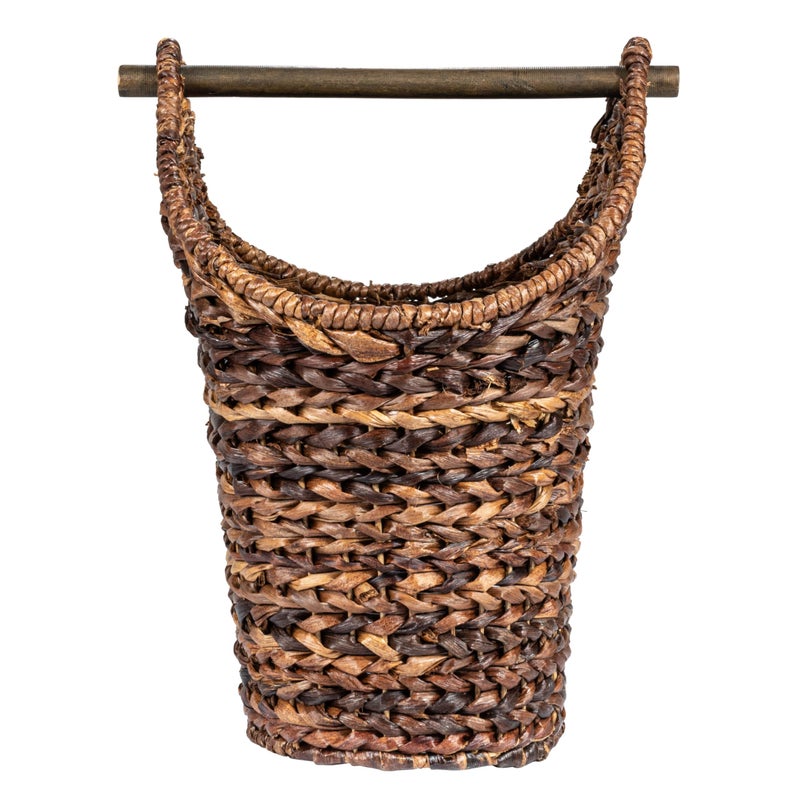 Creative Co-Op Boho Oval Braided Bankuan Bathroom Tissue/Toilet Paper Basket with Wood Handle, Brown - Image 5