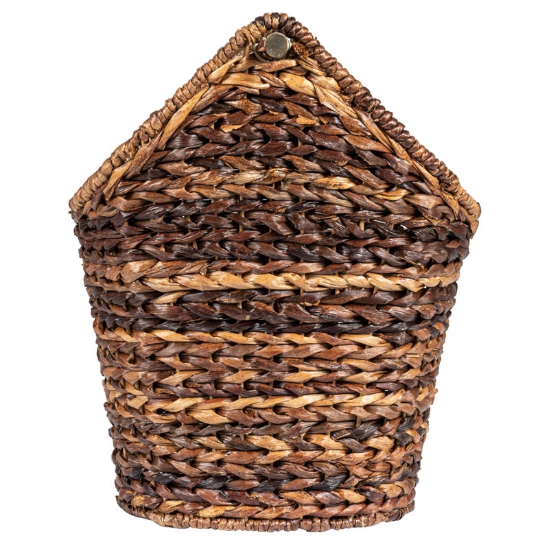 Creative Co-Op Boho Oval Braided Bankuan Bathroom Tissue/Toilet Paper Basket with Wood Handle, Brown - Image 4