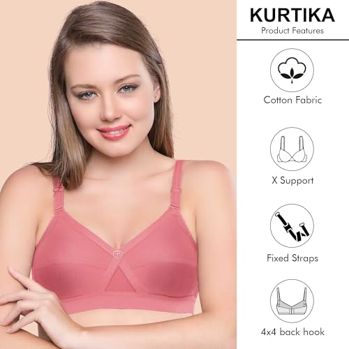 TRYLO Women's Non-Wired Bra (KRUTIKA Plain_White_42D) - Image 3