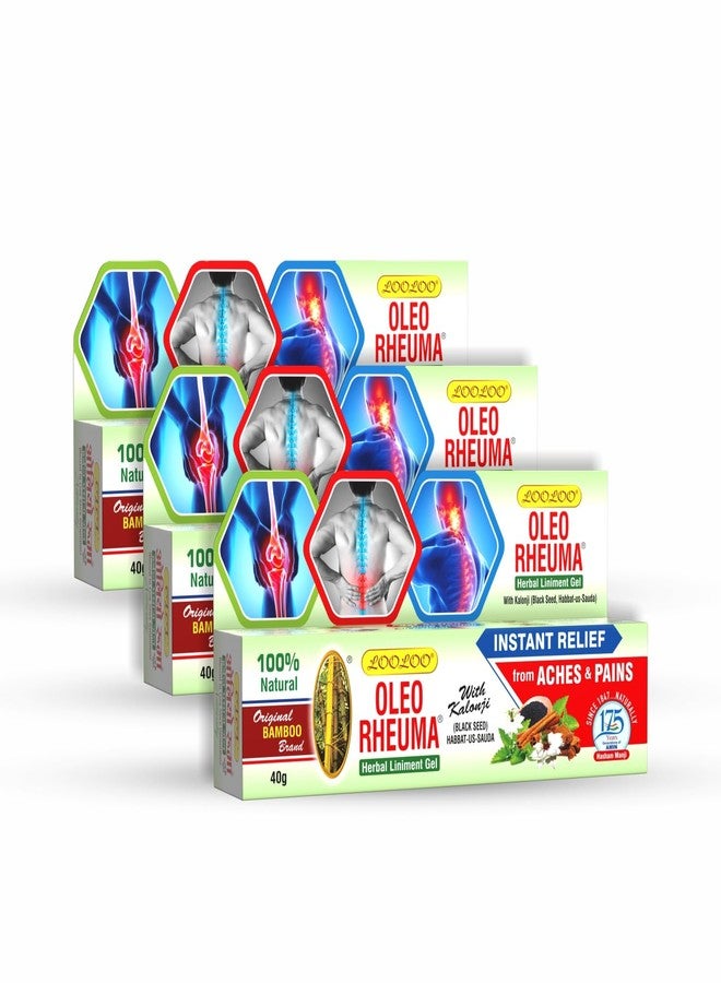 Looloo Oleo Rheuma Herbal Liniment Gel - Pack 3 (40gm Each) | Non Sticky - Non Greasy Formula | Massage Gel | Pain Relief | Enriched With Kalonji, clove Cinnamon, Mint - Image 1