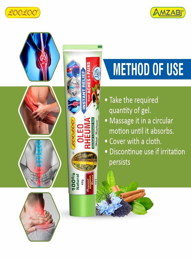 Looloo Oleo Rheuma Herbal Liniment Gel - Pack 3 (40gm Each) | Non Sticky - Non Greasy Formula | Massage Gel | Pain Relief | Enriched With Kalonji, clove Cinnamon, Mint - Image 4