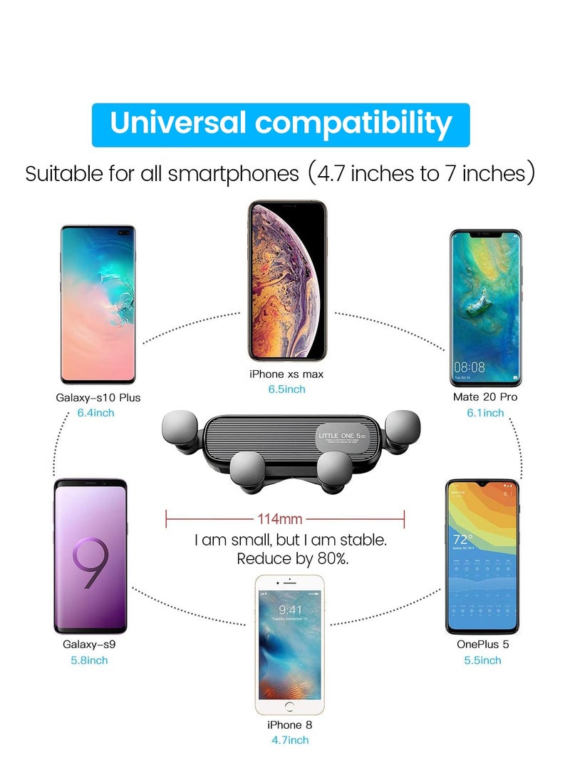 Car Phone Holder for Air Vent, Mobile Holder for Car with 360° Swing Arm and Anti-Slip Gravity Damping, One-on Release, Fit 4.7-7 Phones iPhone Samsung - Image 5