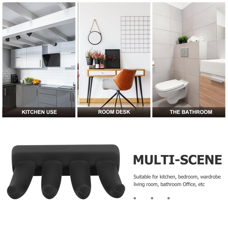 Black Silicone Adhesive Wall Hooks No Drill Damage Resistant for Keys Towels Coats - Image 4