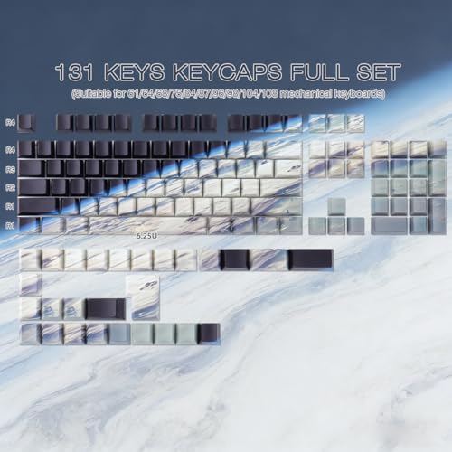 JOMKIZ Earth from Space Keycap Set - 131 Keys Side Print Shine Through Keycaps, Cherry Profile PBT Keycaps, Dye-Sublimated Space Theme for Mechanical Keyboards - Image 2